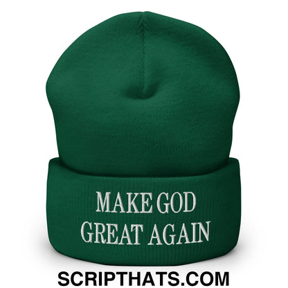 Make God Great Again Embroidered Knit Cuffed Beanie Spruce
