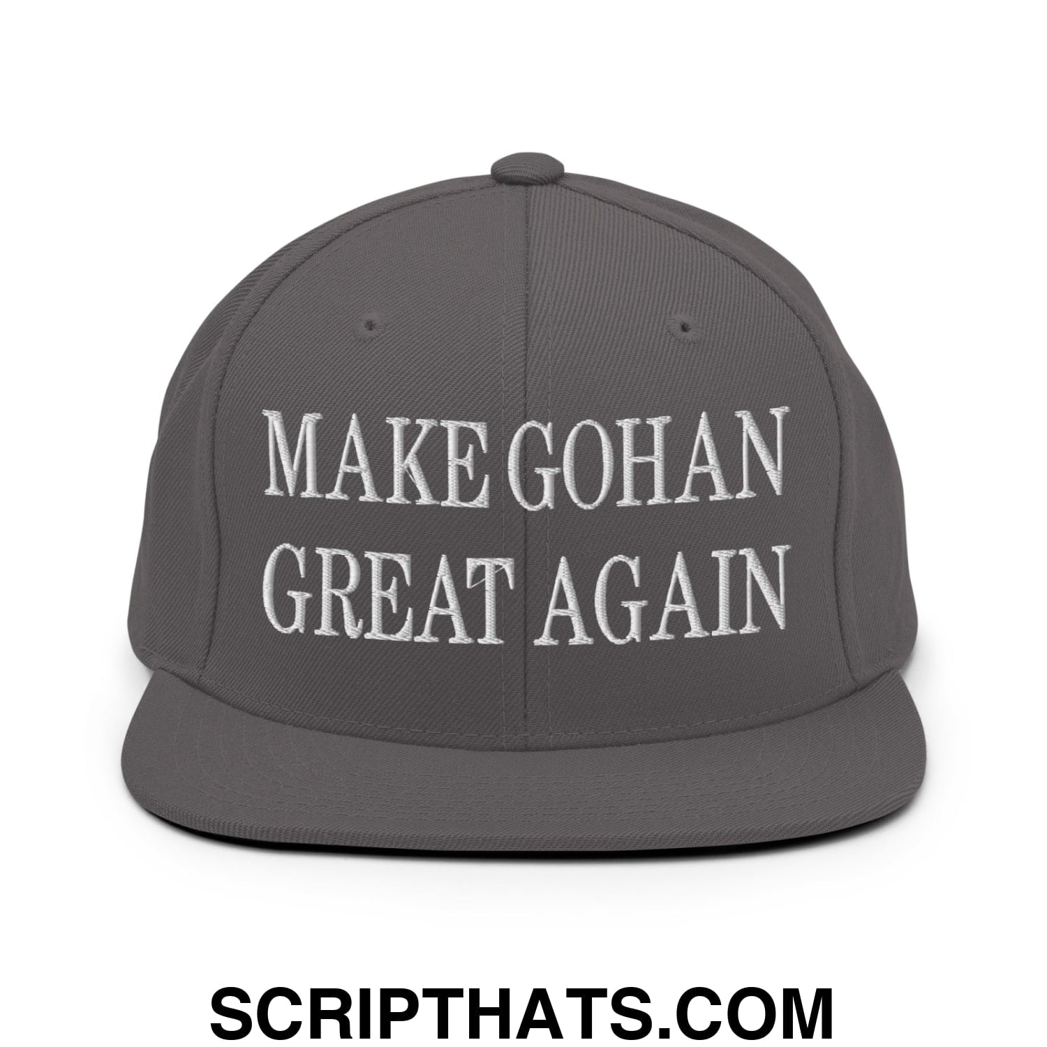 Make Gohan Great Again Embroidered Flat Bill Brim Snapback Hat Dark Grey