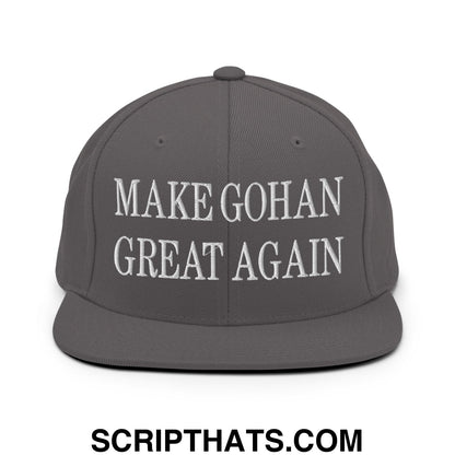 Make Gohan Great Again Embroidered Flat Bill Brim Snapback Hat Dark Grey