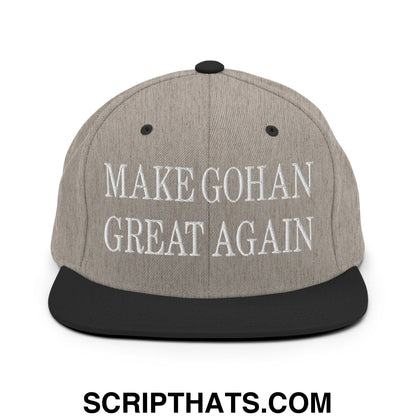 Make Gohan Great Again Embroidered Flat Bill Brim Snapback Hat Heather Black