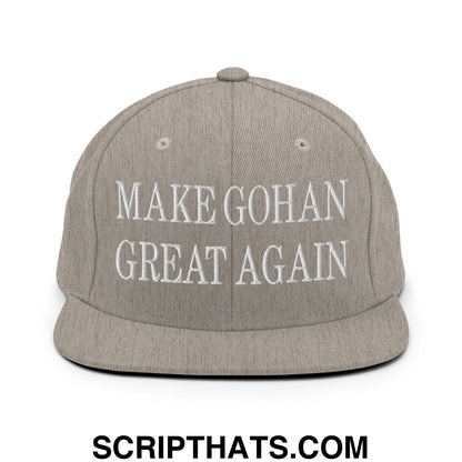 Make Gohan Great Again Embroidered Flat Bill Brim Snapback Hat Heather Grey