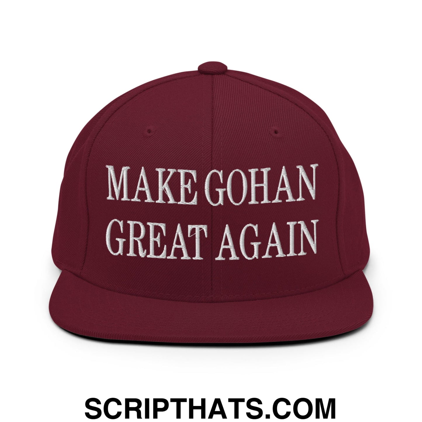 Make Gohan Great Again Embroidered Flat Bill Brim Snapback Hat Maroon