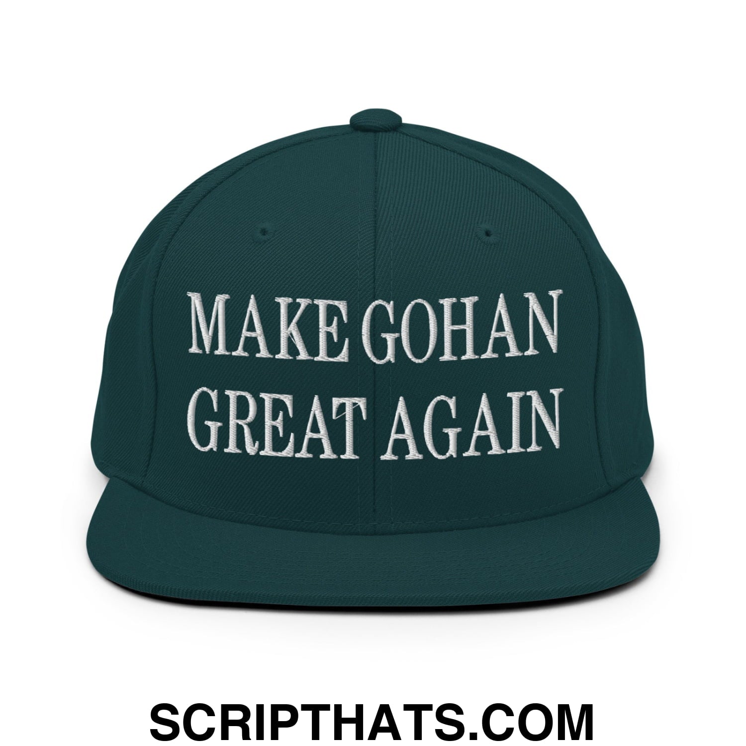 Make Gohan Great Again Embroidered Flat Bill Brim Snapback Hat Spruce