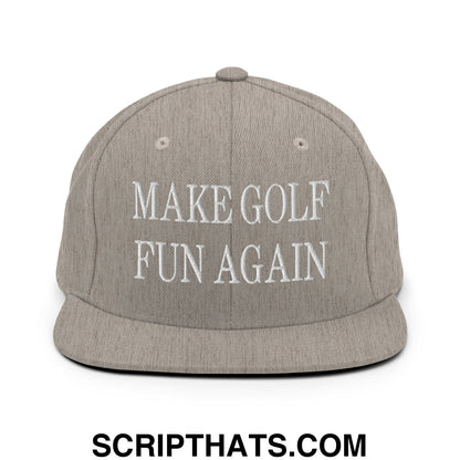 Make Golf Fun Again Embroidered Flat Bill Brim Snapback Hat Heather Grey