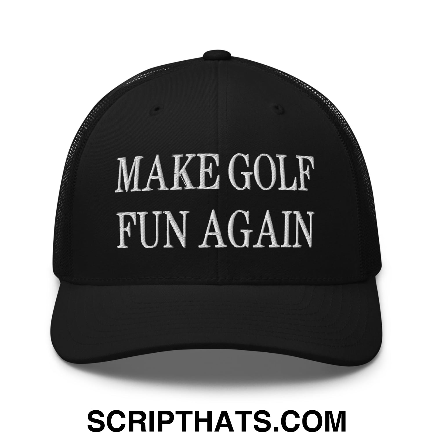 Make Golf Fun Again Embroidered Mesh Trucker Hat Black
