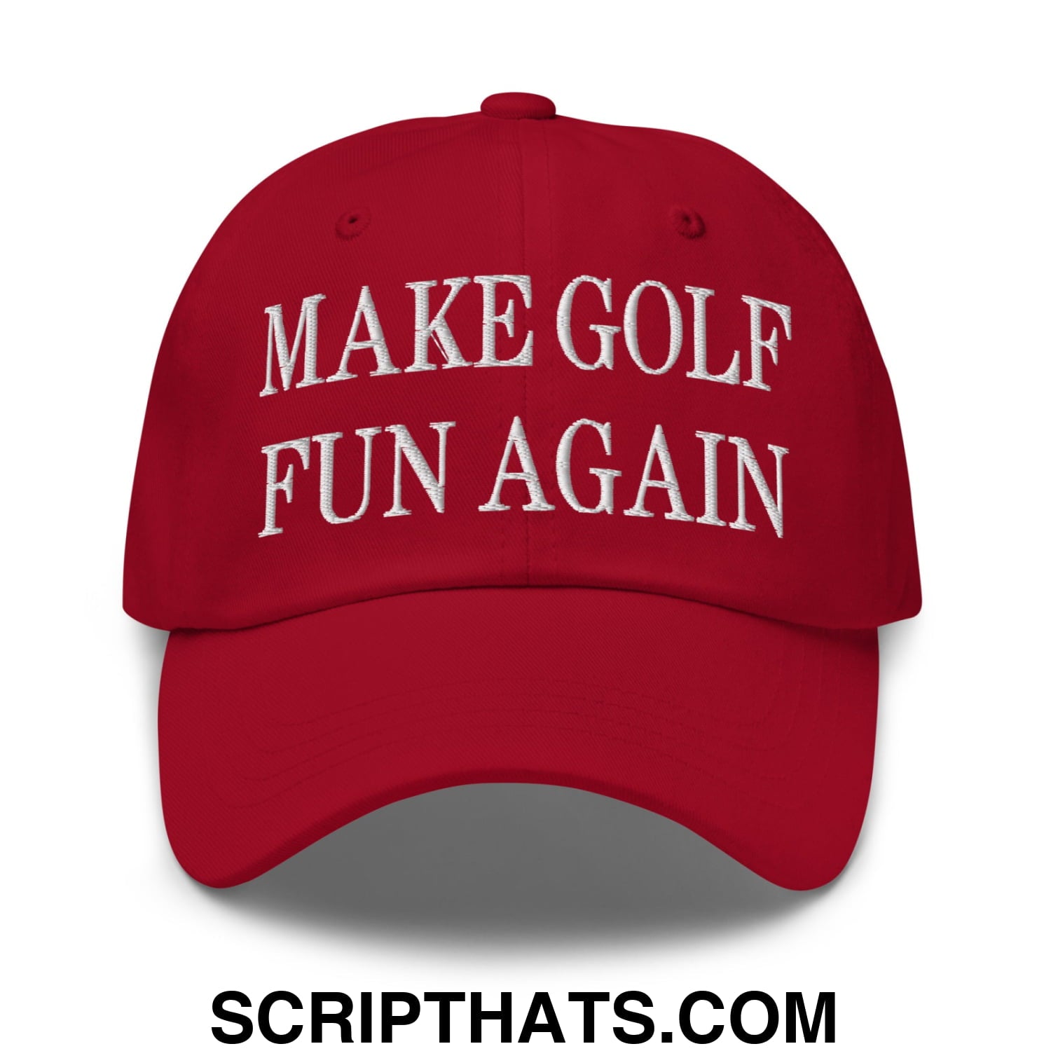 Make Golf Fun Again Embroidered Unstructured Dad Hat Cranberry