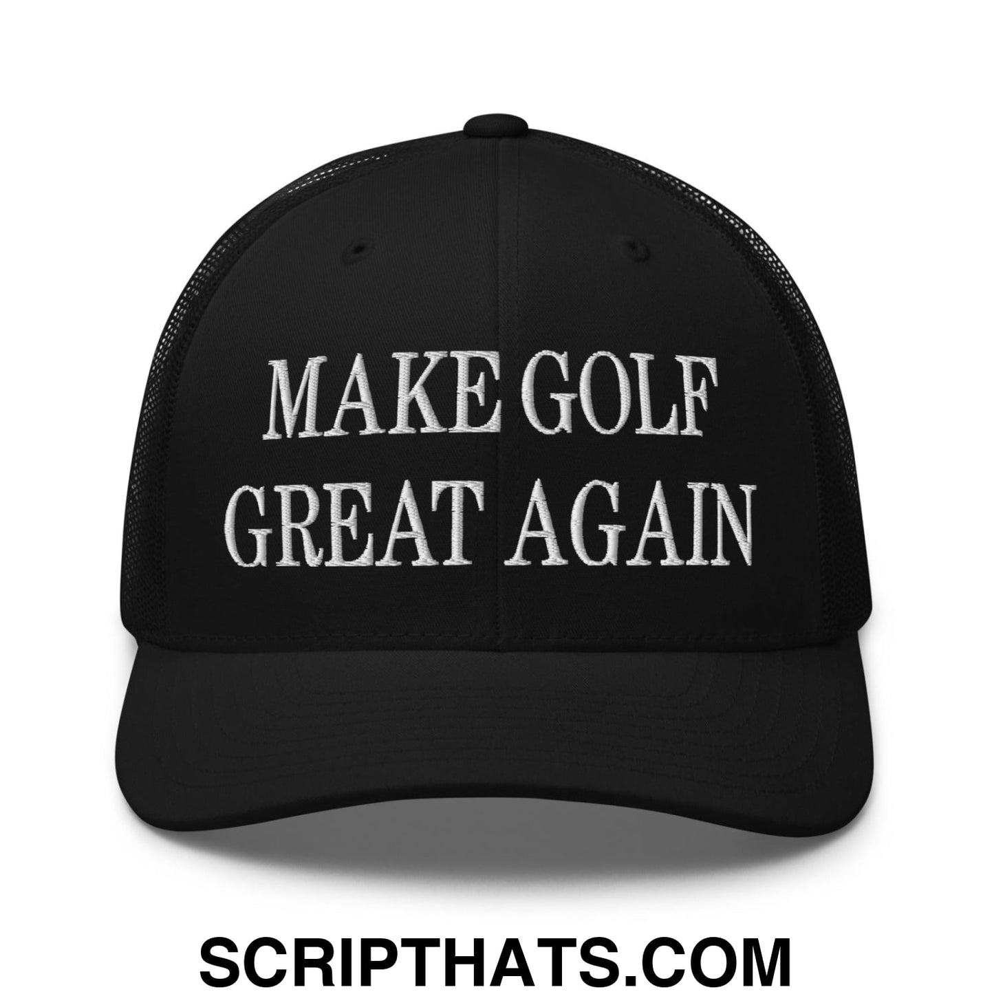 Make Golf Great Again Embroidered Mesh Trucker Hat Black
