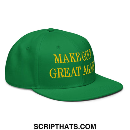 Make Golf Great Again Green Yellow Embroidered Flat Bill Brim Snapback Hat Default Title