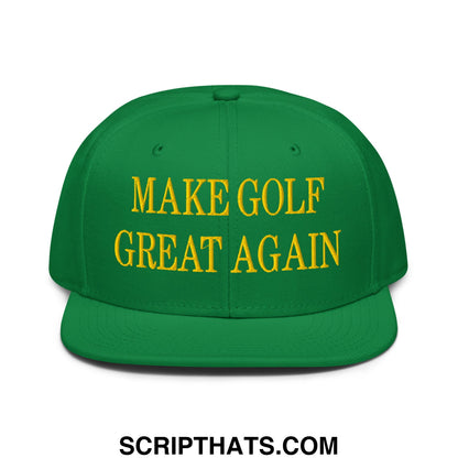Make Golf Great Again Green Yellow Embroidered Flat Bill Brim Snapback Hat Default Title