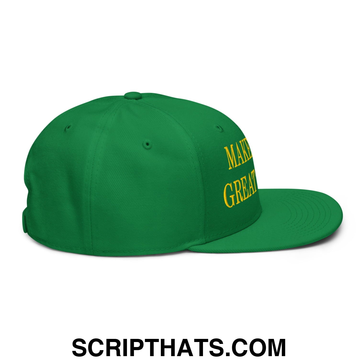 Make Golf Great Again Green Yellow Embroidered Flat Bill Brim Snapback Hat Default Title
