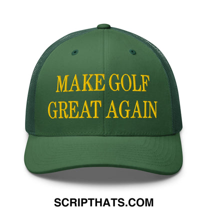 Make Golf Great Again Green Yellow Embroidered Mesh Trucker Hat Default Title