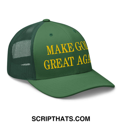 Make Golf Great Again Green Yellow Embroidered Mesh Trucker Hat Default Title