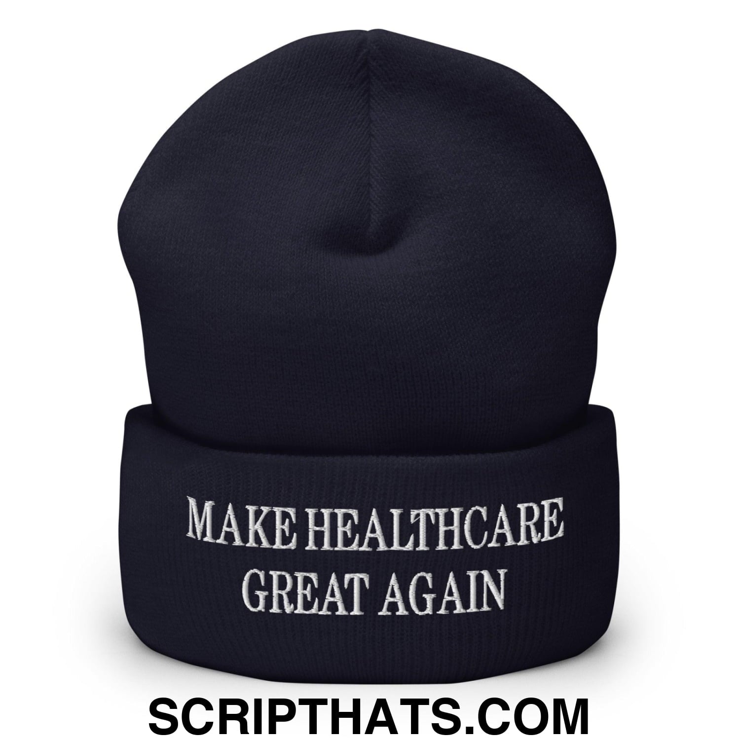 Make Healthcare Great Again Embroidered Knit Cuffed Beanie Navy
