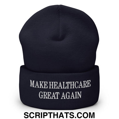 Make Healthcare Great Again Embroidered Knit Cuffed Beanie Navy