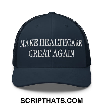 Make Healthcare Great Again Embroidered Mesh Trucker Hat Navy