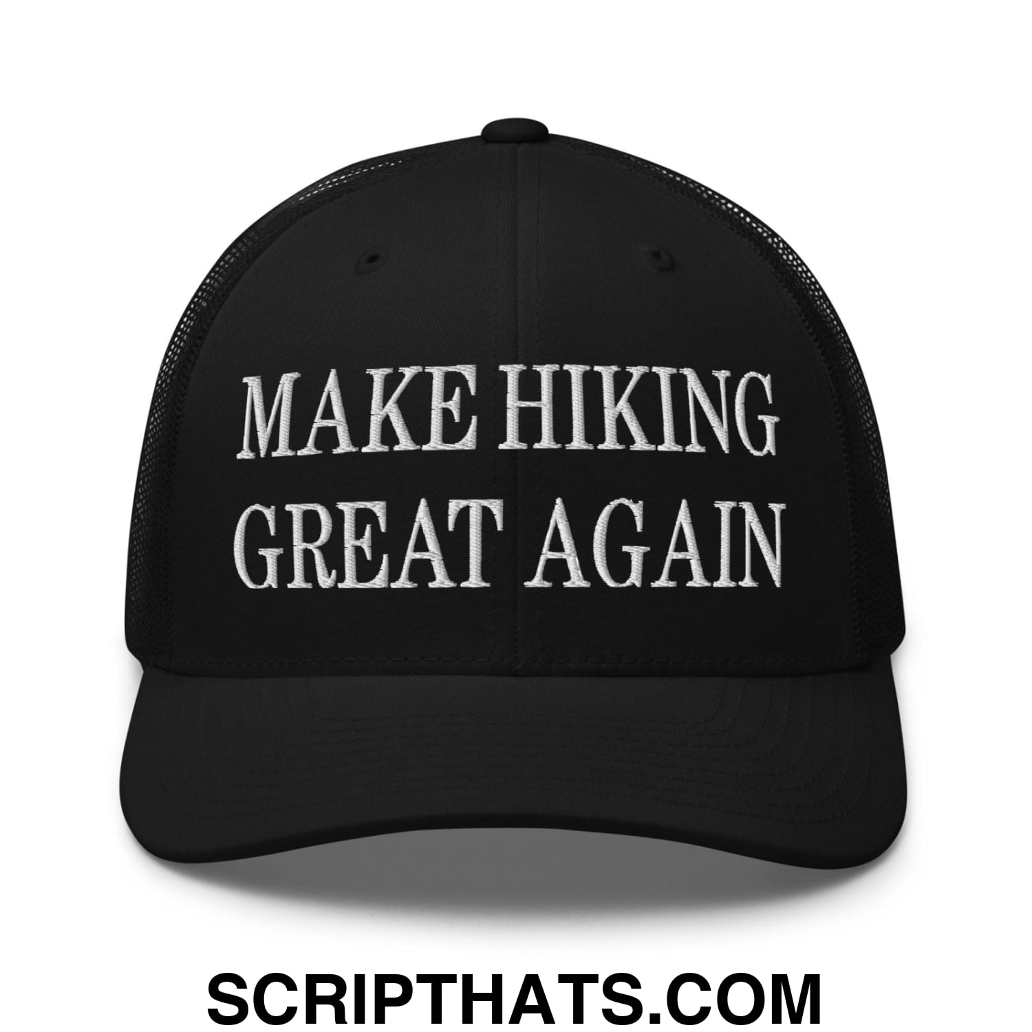 Make Hiking Great Again Embroidered Mesh Trucker Hat Black
