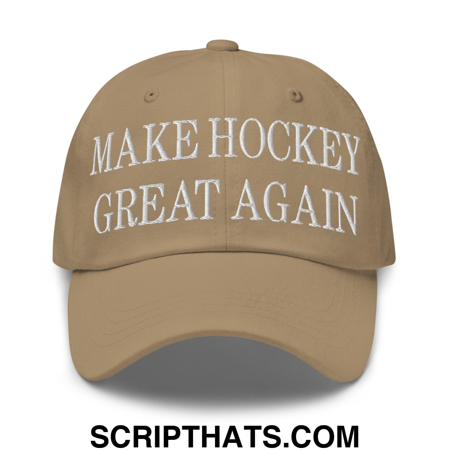 Make Hockey Great Again Embroidered Dad Hat Khaki