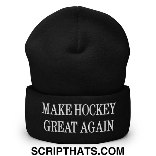 Make Hockey Great Again Embroidered Knit Cuffed Beanie Black