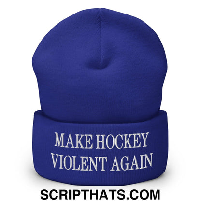 Make Hockey Violent Again Embroidered Knit Cuffed Beanie Royal