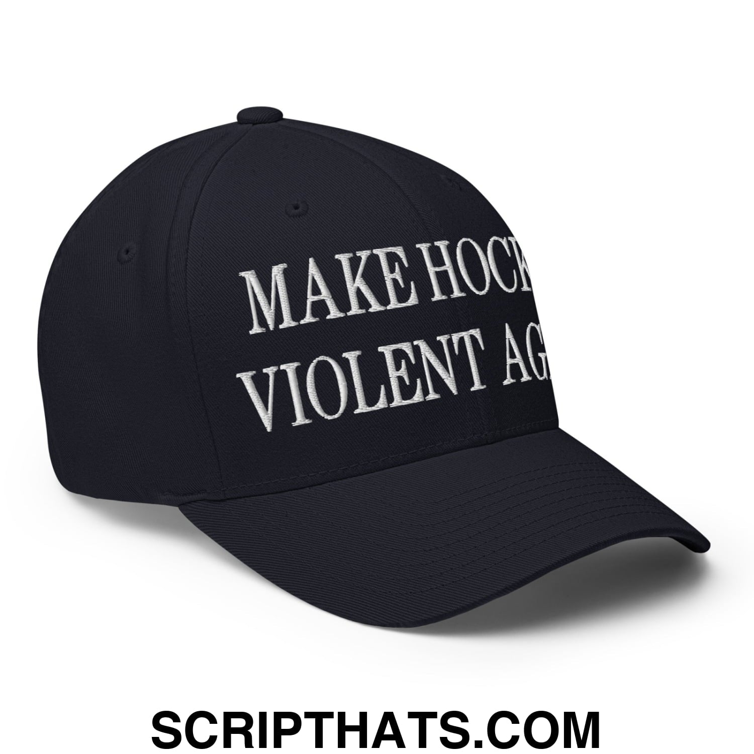 Make Hockey Violent Again Embroidered Stretch Fit Baseball Hat Dark Navy