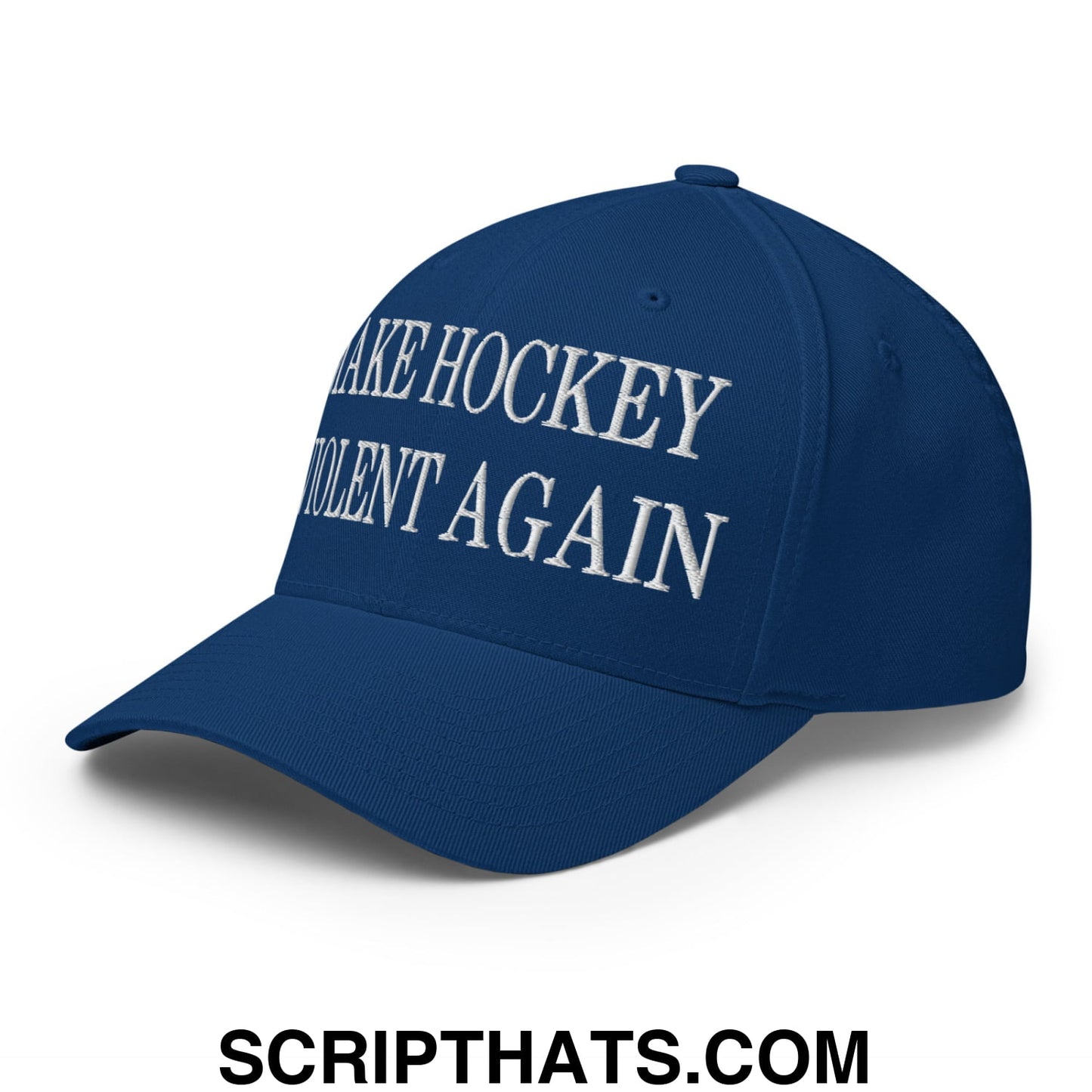 Make Hockey Violent Again Embroidered Stretch Fit Baseball Hat Royal Blue
