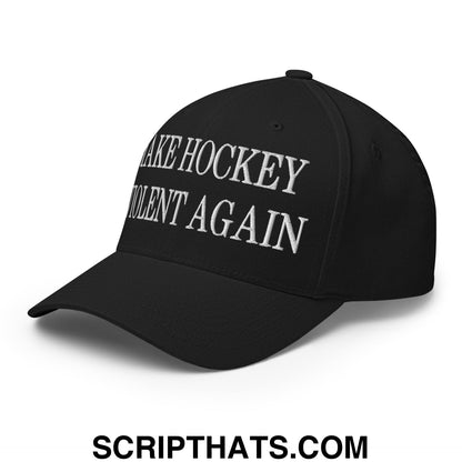 Make Hockey Violent Again Embroidered Stretch Fit Baseball Hat Black