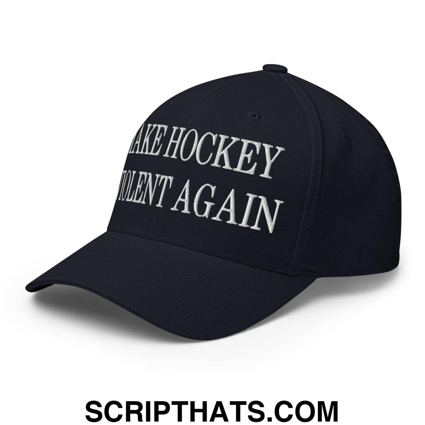 Make Hockey Violent Again Embroidered Stretch Fit Baseball Hat Dark Navy