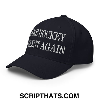 Make Hockey Violent Again Embroidered Stretch Fit Baseball Hat Dark Navy