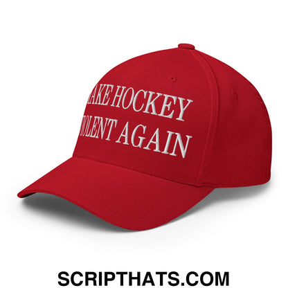 Make Hockey Violent Again Embroidered Stretch Fit Baseball Hat Red