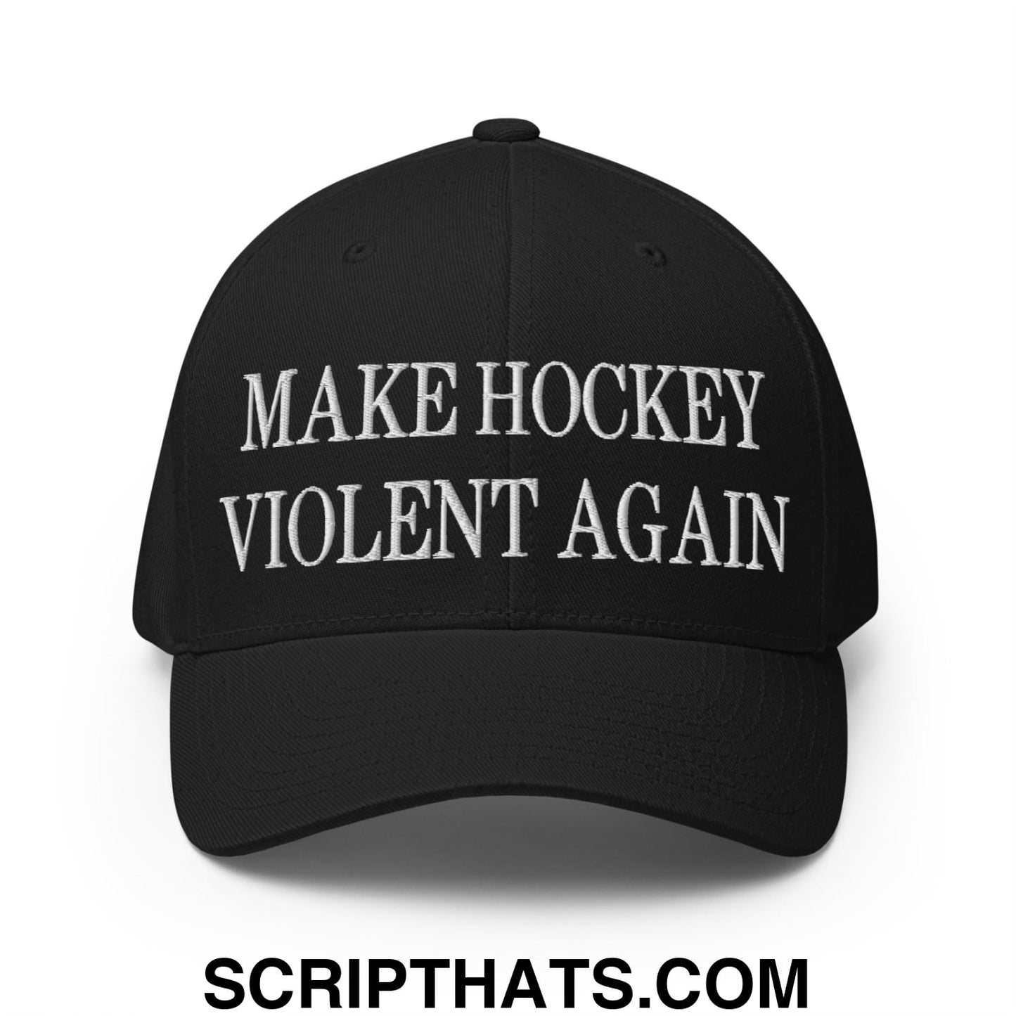 Make Hockey Violent Again Embroidered Stretch Fit Baseball Hat Black
