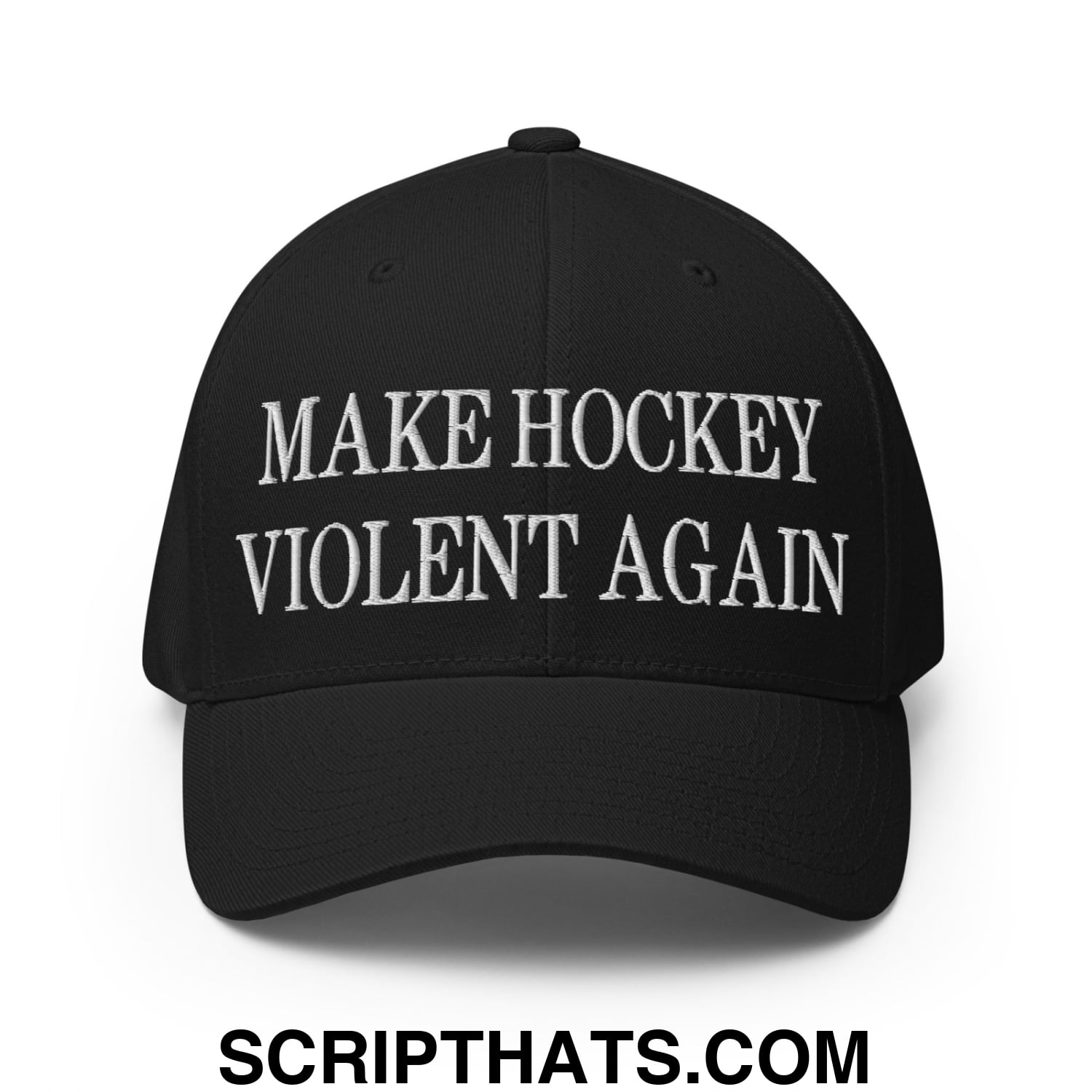 Make Hockey Violent Again Embroidered Stretch Fit Baseball Hat Black