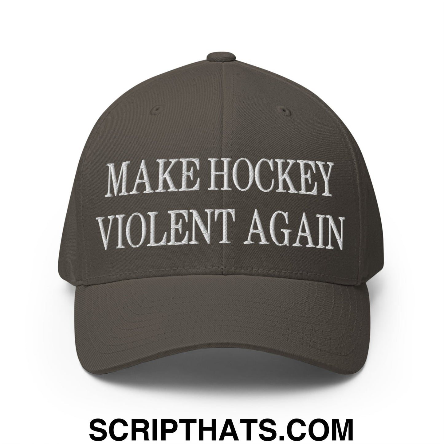 Make Hockey Violent Again Embroidered Stretch Fit Baseball Hat Dark Grey