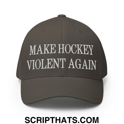 Make Hockey Violent Again Embroidered Stretch Fit Baseball Hat Dark Grey