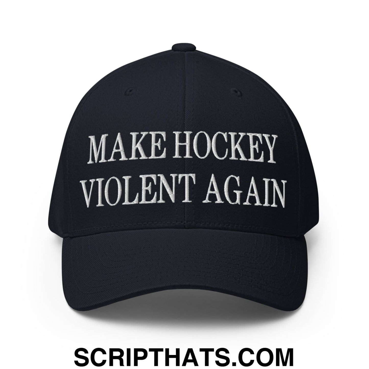 Make Hockey Violent Again Embroidered Stretch Fit Baseball Hat Dark Navy