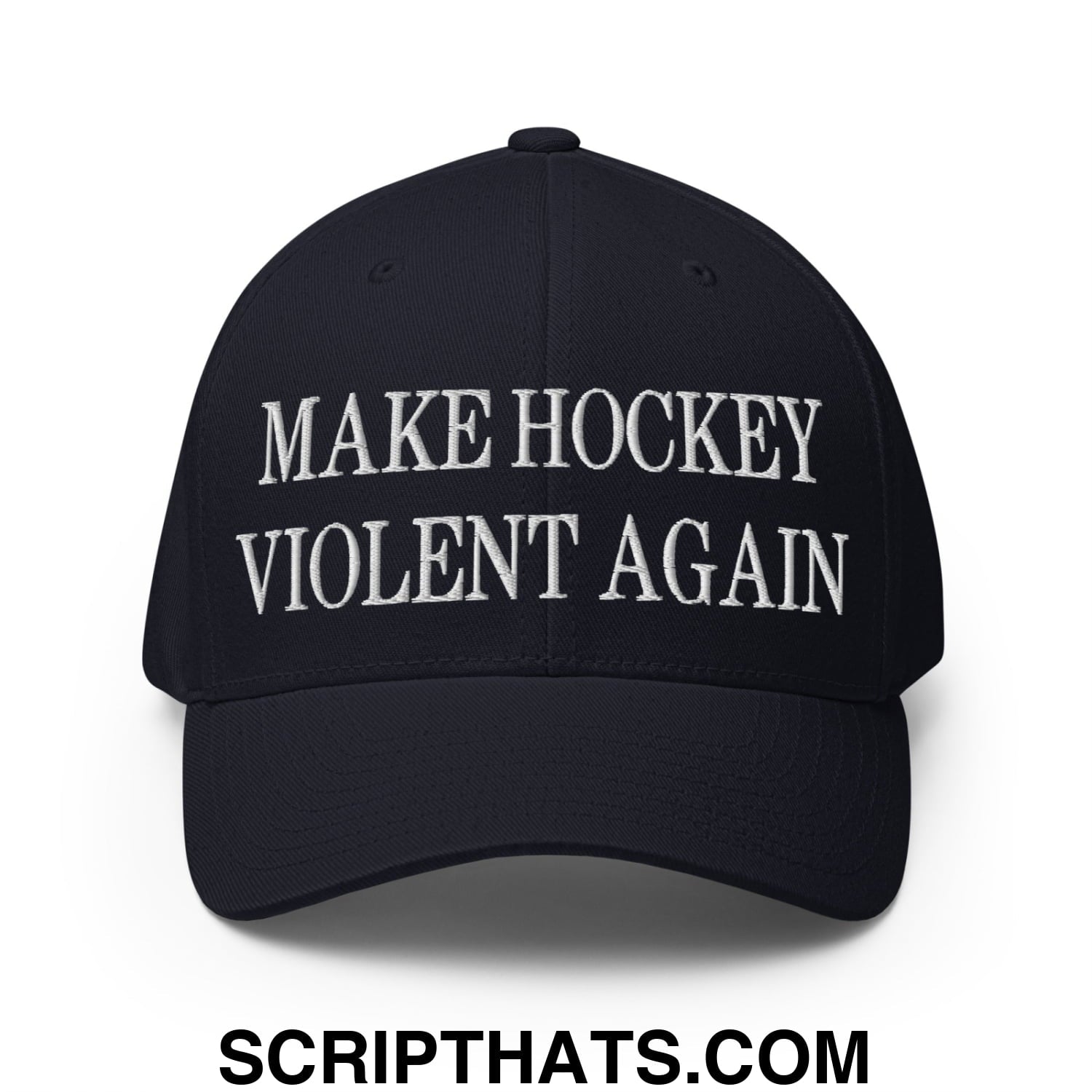 Make Hockey Violent Again Embroidered Stretch Fit Baseball Hat Dark Navy