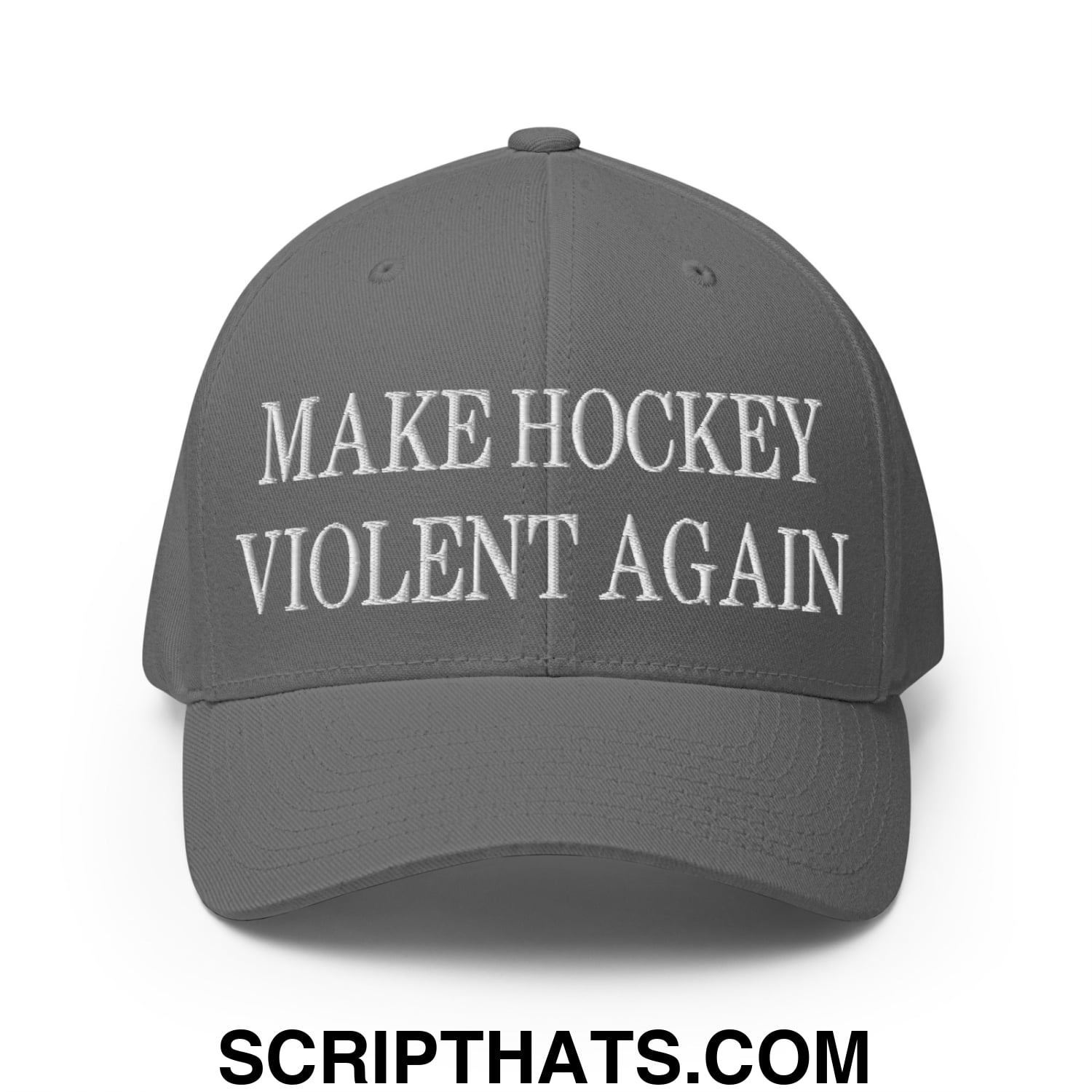 Make Hockey Violent Again Embroidered Stretch Fit Baseball Hat Grey