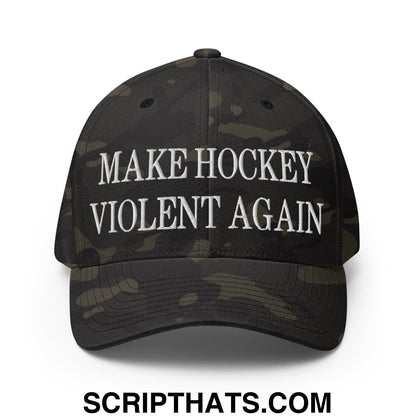 Make Hockey Violent Again Embroidered Stretch Fit Baseball Hat Multicam Black
