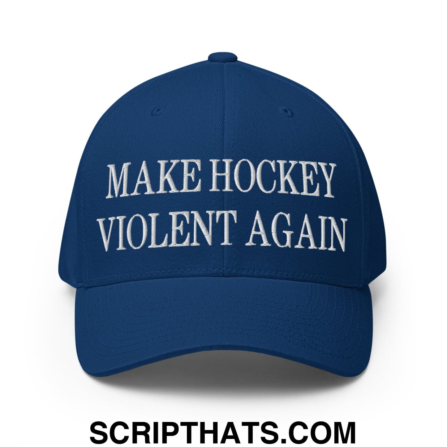 Make Hockey Violent Again Embroidered Stretch Fit Baseball Hat Royal Blue