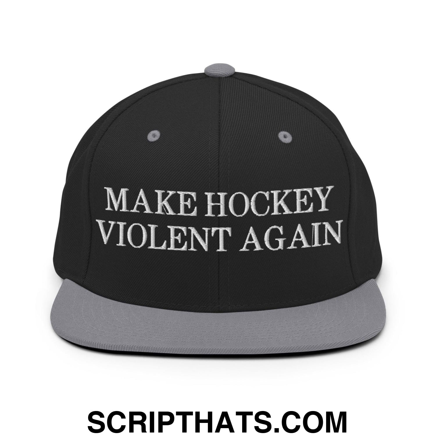 Make Hockey Violent Again Snapback Hat Black Silver
