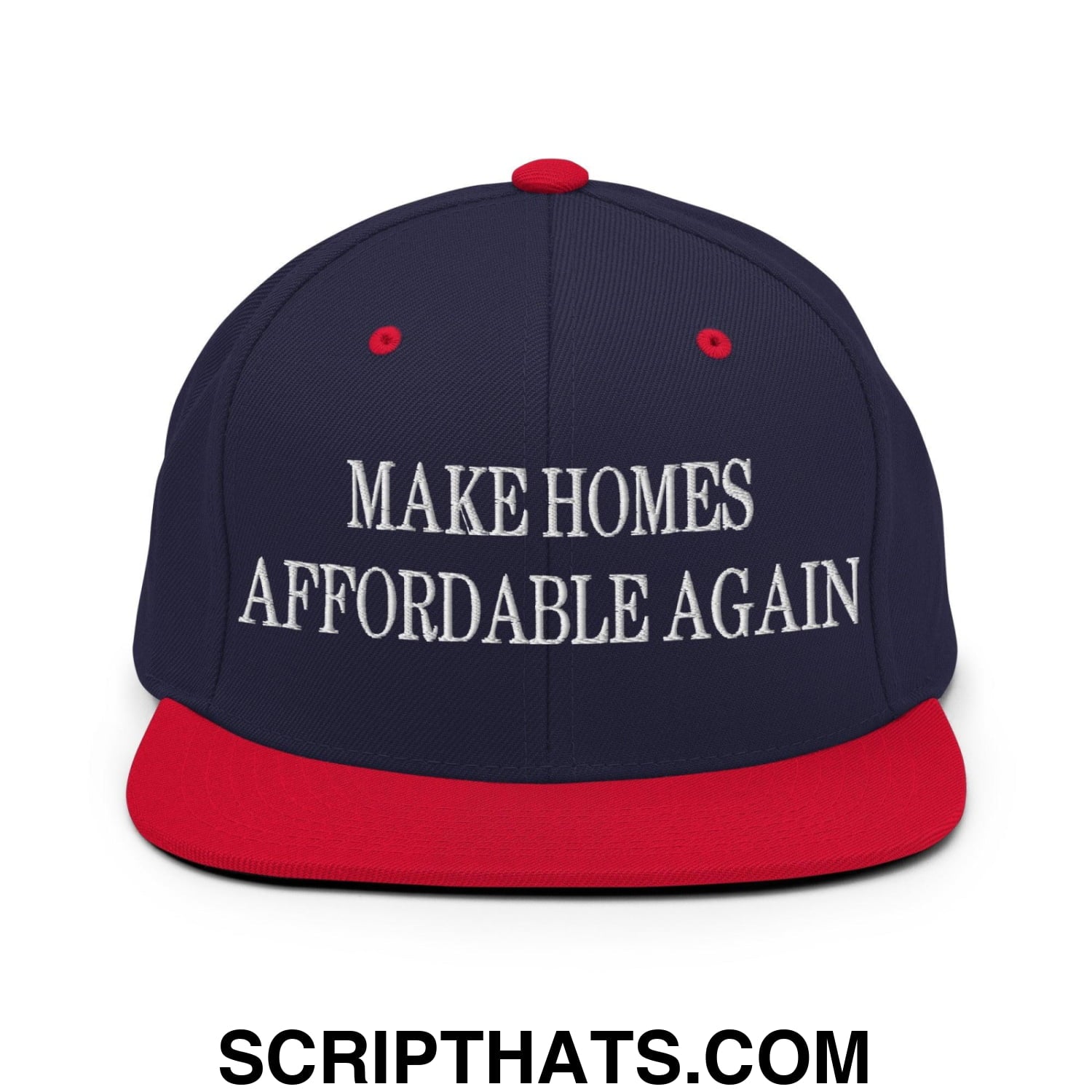 Make Homes Affordable Again Embroidered Flat Bill Brim Snapback Hat Navy Red