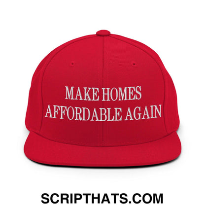 Make Homes Affordable Again Embroidered Flat Bill Brim Snapback Hat Red