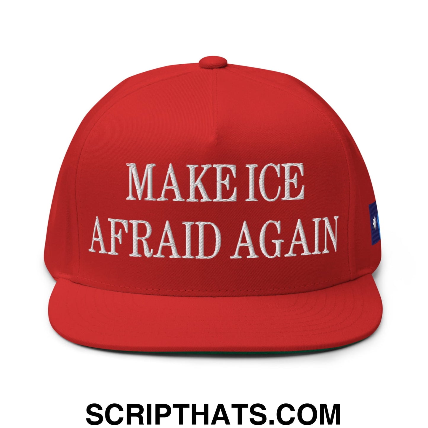 Make ICE Afraid Again Minnesota Flag Embroidered Flat Bill Brim 5 Panel Snapback Hat Red