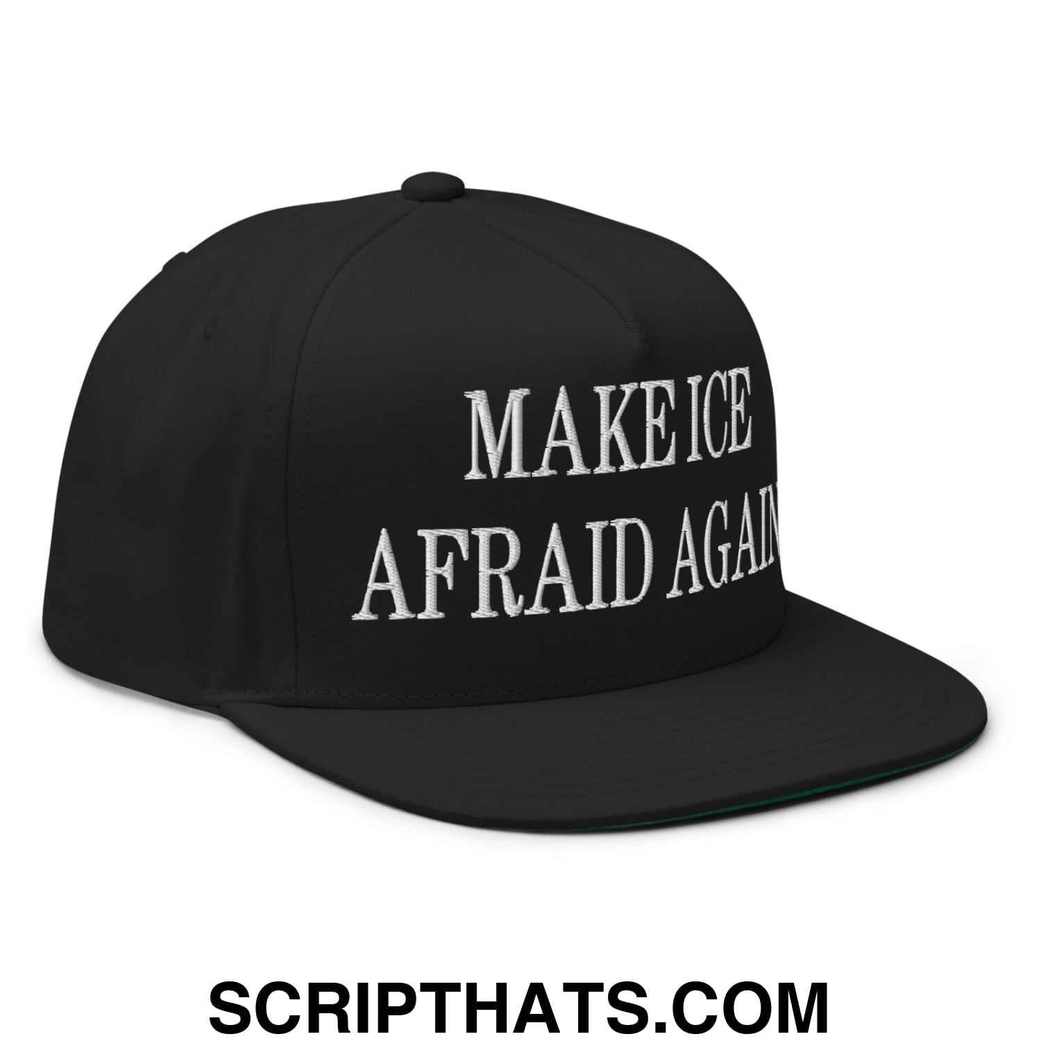 Make ICE Afraid Again Minnesota Flag Embroidered Flat Bill Brim 5 Panel Snapback Hat Black