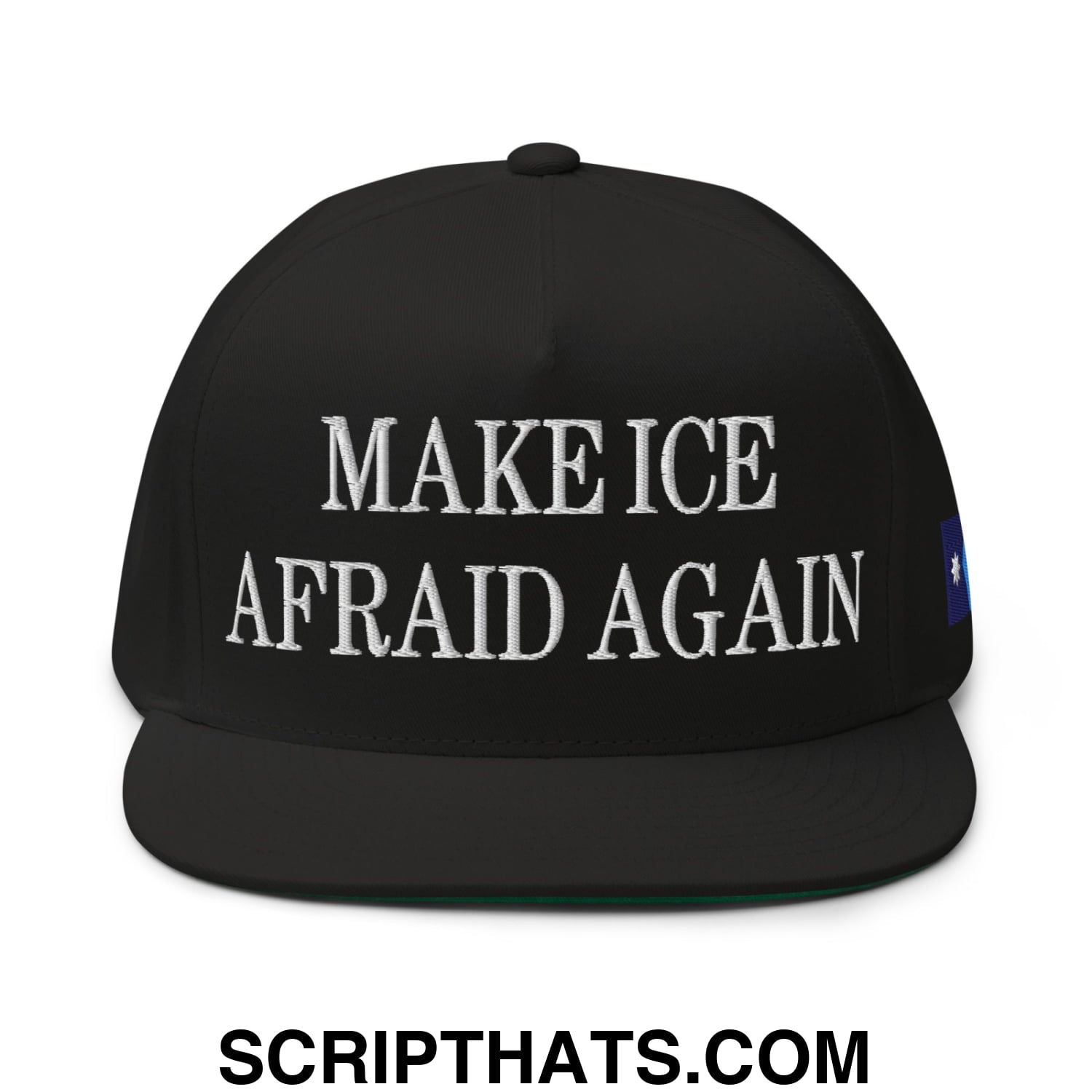 Make ICE Afraid Again Minnesota Flag Embroidered Flat Bill Brim 5 Panel Snapback Hat Black