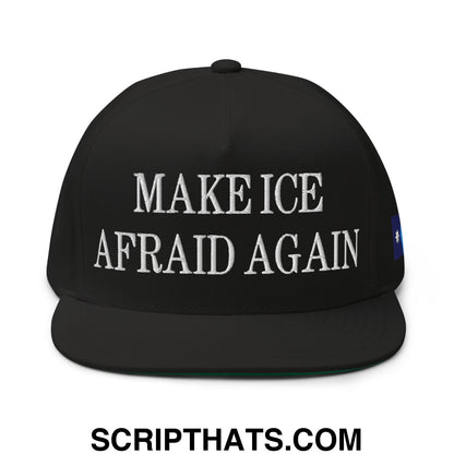 Make ICE Afraid Again Minnesota Flag Embroidered Flat Bill Brim 5 Panel Snapback Hat Black