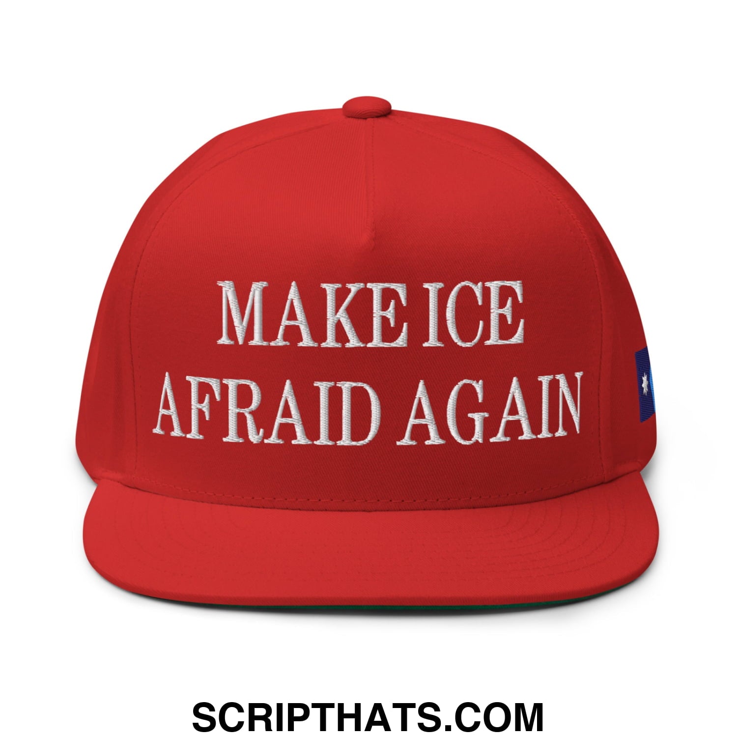 Make ICE Afraid Again Minnesota Flag Embroidered Flat Bill Brim 5 Panel Snapback Hat Red