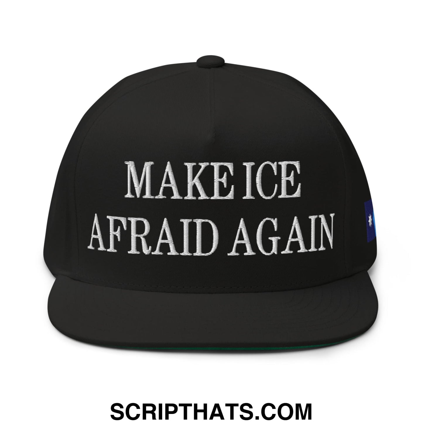 Make ICE Afraid Again Minnesota Flag Embroidered Flat Bill Brim 5 Panel Snapback Hat Black