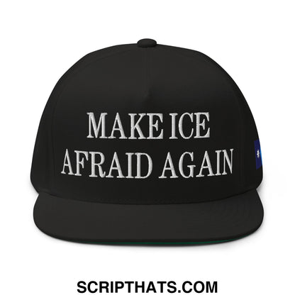 Make ICE Afraid Again Minnesota Flag Embroidered Flat Bill Brim 5 Panel Snapback Hat Black