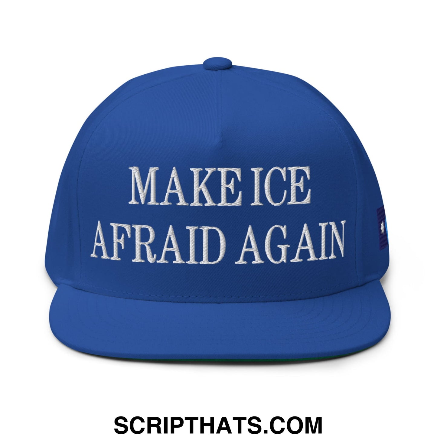 Make ICE Afraid Again Minnesota Flag Embroidered Flat Bill Brim 5 Panel Snapback Hat Royal Blue