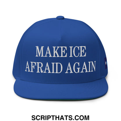 Make ICE Afraid Again Minnesota Flag Embroidered Flat Bill Brim 5 Panel Snapback Hat Royal Blue